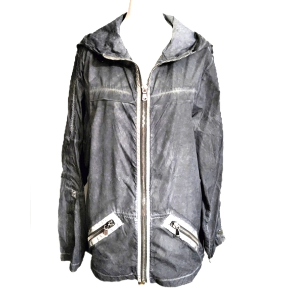 Anorak lightweight gray wash, hooded, zippered jacket with pockets. Sz Med $128 - Picture 8 of 10